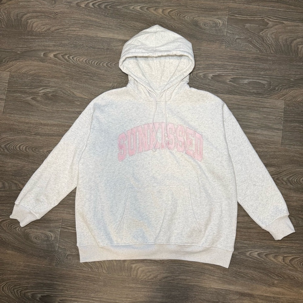 *like new* sunkissed coconut oversized embroidered cotton varsity hoodie